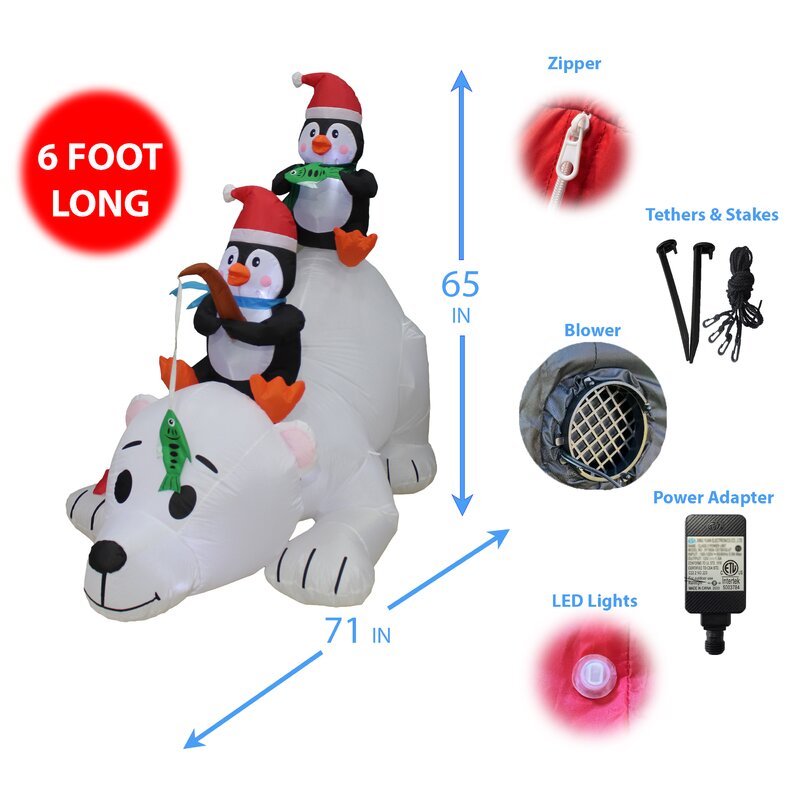 3ft online light up polar bear and penguin